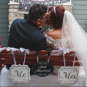 Mr. & Mrs. Wedding Decor Hanging Signs